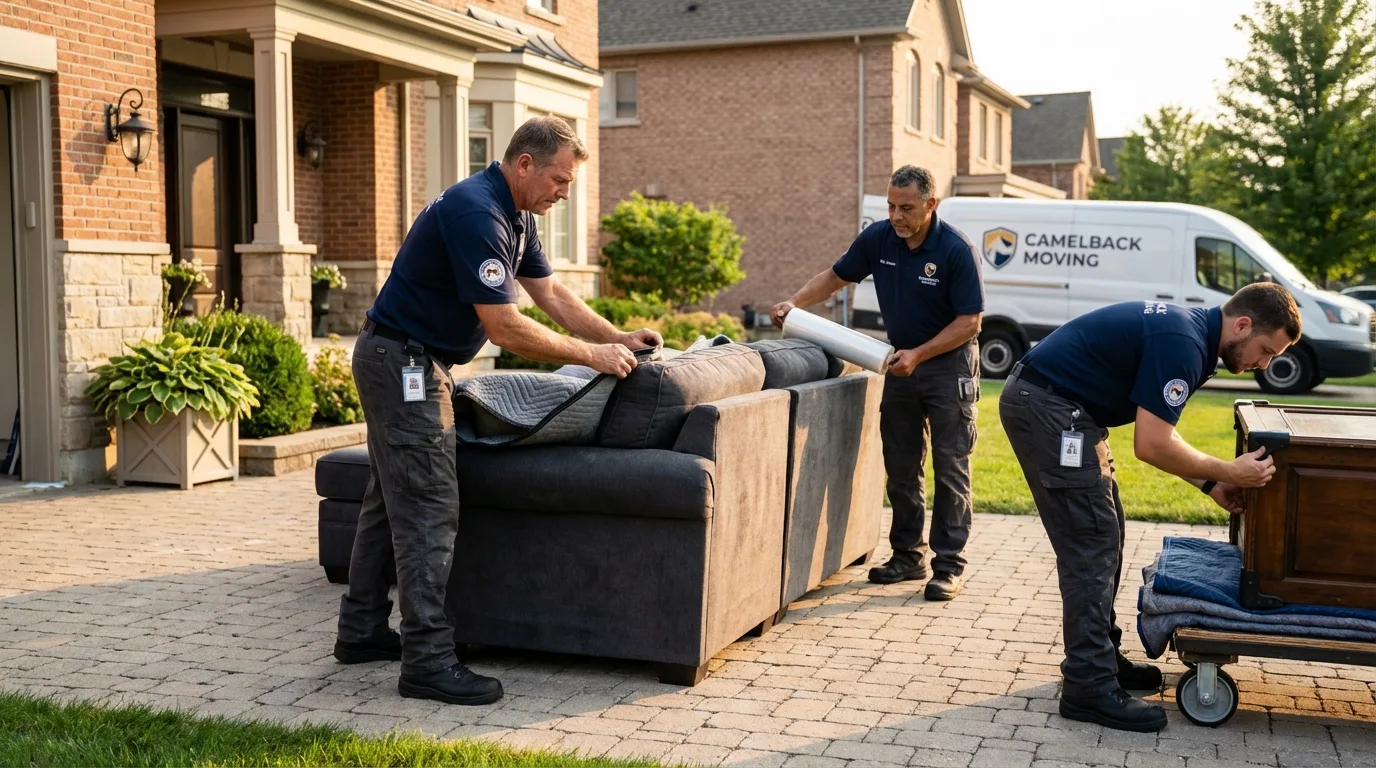Large estate moving crew wrapping furniture in Plymouth, NC