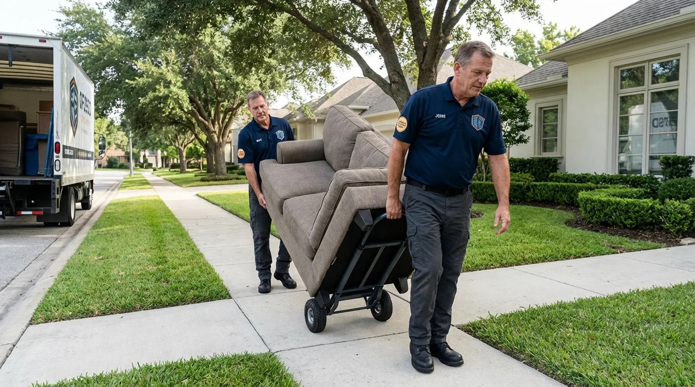 Local residential moving crew loading furniture in Plymouth, NC
